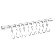 滑軌掛鉤，免打孔安裝，可調節間距，多功能收納，廚房浴室適用，居家收納好幫手, 白色, 1個