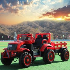 트럭 경운기 전동카 아기경운기 전동차 운전 중장비, 듀얼 드라이브, C. 레드 큰좌석 리모콘, 1개