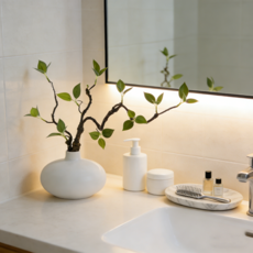 에이치엠데코 조화 화분 세트 조화 가지+도자기 화병 인테리어 소품 조화 장식, 1개, 새싹