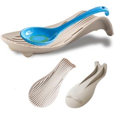 JCJCJC 실리콘 데크 체어 스토브 탑카운터탑용 대형 내열 스푼 받침대 주걱 국자 등 재사용 가능한 주방 조리기구 홀더 식기세척기 안전 9.1*4.2*1.6인치다크 그레이, Khaki