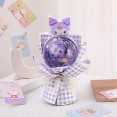 인형 꽃다발 보보볼 티안싱 졸업 선물 축제 기념, 6. E79-14cm 보라색+선물가방+램프