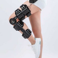 각도조절 무릎 지지대 반깁스 찍찍이스트랩 스트랩 재활 무릎지지대 고정 아대 관절, 1개, 6. 경량 블랙 높이 (165cm)