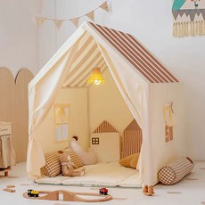 Nexre 실내 놀이용 대형 텐트 장난감 하우스 세탁 가능 접이식 플레이텐트, 1개, 줄무늬