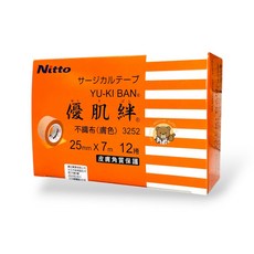 Nitto 優肌絆 膚色不織布透氣膠帶 25mmx7m (12捲入), 1盒
