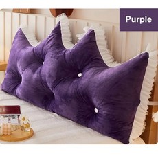 머리판 귀여운 목 베개 대형 핑크 베개 등받이 독서 옆 침대 수면 크라운 쿠션 웨지 바디필로우, 120X50CM, Purple