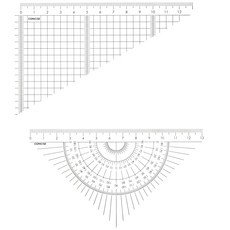 콘사이스 자 컬러 삼각자 세트 15cm 클리어 118411