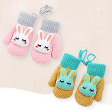 오뜨앙쥬 아동용 눈감은 토끼 벙어리장갑 02종세트