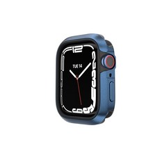 MAGEASY 航太鋁合金 錶殼 Apple Watch 9 8 7 Odyssey 金屬 保護殼 魚骨, 藍色,AppleWatch9/8/7 45mm, 1個