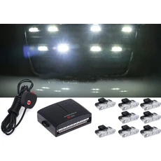 8/16 in 1 LED Suv 그릴 스트로브 라이트 자동차 경고 깜박임 비상 외부 조명 무선 제어, 04 Wired 8  white, 1