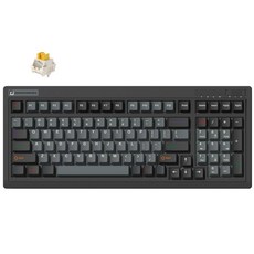 FL-ESPORTS OG87 트라이 모드 레트로 기계식 키보드 87키 개스킷 마운트 게이밍 프리루브 크리미 리니어 스위치 핫 스왑 가능 PBT 키캡 Mac/PC용 4000m, 98 Keys-Black, Silent Switch