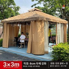 꾸꾸상점 방가로 방갈로 원두막 조립식 옥상 농막, 디럭스 모델 3x3 벽면 메쉬 포함