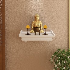 家用實木壁掛式佛龕立櫃供臺，神明桌/祖先桌/觀音底座神龕, 白色中號     40*30, 1個