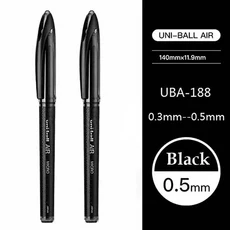 일본 유니볼 에어 롤러 젤 펜 0.7/0.5mm UBA-188 부드러운 스케치 드로잉 서명 무료 잉크 편지지, 15 2pcs 0.5mm Black Pen