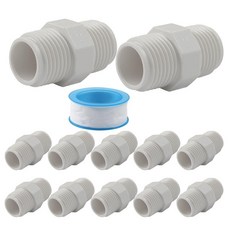 Rierdge 12팩 2.5cm(1인치) PVC 파이프 피팅 육각 니플 수 스레드 커플링 어댑터 커넥터 관개 및 냉수 시스템용 G1 X G1 수 스레드 어댑터, G1/2 x G1/2