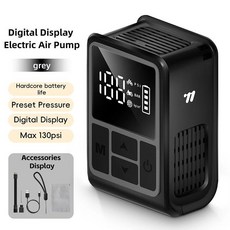 웨스트 바이킹 휴대용 로드 바이크 에어 인플레이터 자전거 모터용 전동 타이어 펌프 미니, 1. Black Gray, 1개