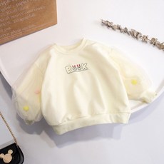 小不點兒 女童衛衣 圓領套頭衫 愛心圖案紗袖設計