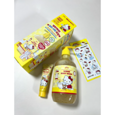 [1등스크럽] 플루X헬로키티 비타글로우 수분광채 스크럽 바디워시 (바디워시 미니어처30g+다꾸스티커증정), 1, 500ml