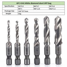 M3 M10 나사 탭 드릴 비트 Hss 카운터 싱크 디버러 세트 메트릭 콤비네이션 고속 스틸 1/4 인 퀵 체인지 육각 6, Silver M3-M10