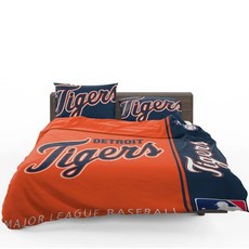 MLB 디트로이트 타이거스 이불 배게 커버 세트 - 싱글 더블 사이즈 Detroit Tigers, 포함