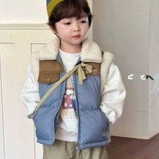 兒童秋冬裝套裝 羊羔毛拼接棉服馬甲 童裝 新款洋氣兒童帥氣炸街馬夾潮