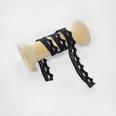 (대용량 10마) 1.1cm 토숀레이스 면레이스 장식레이스 밑단용 레이스 스칼랩레이스 (900cm), 1개, 블랙