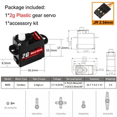 NEEBRC 2g 4.3g 5g 8g 12g 디지털 마이크로 서보 RC 미니카 비행기 드론 헬리콥터 고정익 Wltoys K969 K989 XKS X450 SCX24용, [01] 2g Plastic Gear