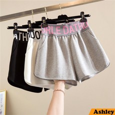 夏季寬鬆休閒高腰字母運動短褲 真理褲 女裝