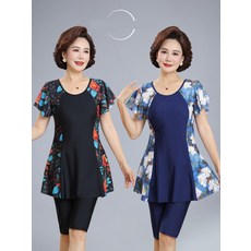 여성 5부 실내 수영복 아쿠아로빅 3부 반신 체형커버