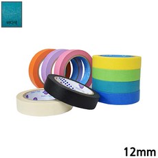 유로셀 종이 마스킹테이프 바다색 12mm x 40M 내열 컬러 도장 제본 페인트작업 화지마스킹, 1
