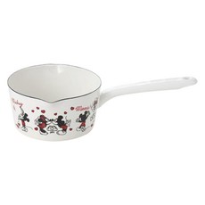다마하시 디즈니 미키 & 미니 법랑 밀크팬 일본제, 1개, 15cm, 화이트
