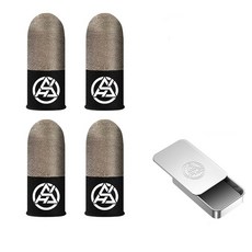 게이밍 골무 + 케이스 세트 야광 손가락 장갑, 2개, 은색, X01