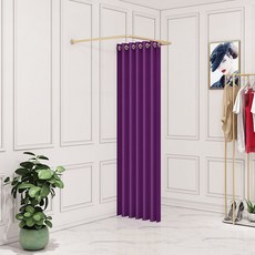 服裝店移動試衣間門簾活動落地展示架 簡易更衣室軌道, 高貴紫加厚遮光布,寬80深80高200釐米金色杆