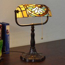 復古檯燈 簡約風 美式法式中式小夜燈 民國老上海懷舊彩色玻璃蒂凡尼檯燈, 洛克克-送12W暖光LED