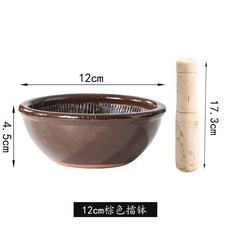 陶瓷擂鉢家用搗蒜器 16cm附棒, 1個, 12cm擂鉢帶棒 矮款