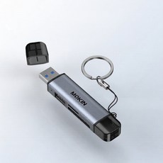 MOKiN 雙接口讀卡機 USB 3.0 支援 SD/TF 卡 讀卡器, 1個, USB3.0 雙卡同讀 讀卡機, 銀灰色, 151-61