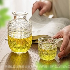 嗨購 批發玻璃冷水壺套裝帶水杯子高顏值夏季大容量涼白開水壺套組家用, 鑽石一人飲【一壺一杯】,550ml, 1個