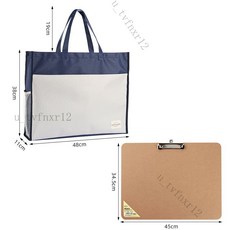 A4橫款文件夾板 50張素描紙 160g 290*210mm, A3-D6010+深藍-牛津佈收納袋, 1個