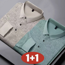 오스틱니 100KG까지 빅사이즈 1+1 중장년 아빠룩 남성용 가을겨울 비즈니스 캐주얼 칼라넥 긴팔티