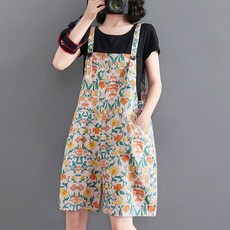 점프슈트 멜빵 여성용 민소매 바지 꽃무늬 팬츠 여름 캐주얼