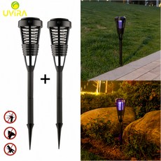 Uvira 태양광 무선 모기퇴치등 LED 방수 야외 정원 포충기, 블랙1+1