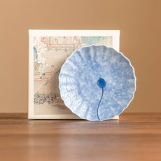 SHOUZUO JIANGXIN 陶瓷茶杯墊 灑藍純手繪藍蓮花花邊茶托, 灑藍純手繪藍蓮花_花邊杯墊【簡裝,無規格, 1個