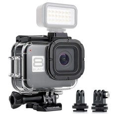 YALLSAME GOPRO HERO 8용 다이빙 필터가 디비 키트 196피트 수중 액션 /60M 8 케이스 보호 블랙 카메라용 액세서리 방수 있는 하우징, Hero8용 방수 하우징