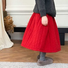 女童冬裝夾棉半身裙 韓版復古文藝簡約拜年裙