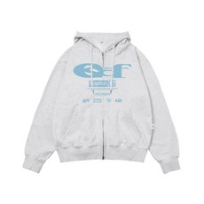 [이스케이프프롬] ESCF 로고 콜라주 프린트 투웨이 후드집업 화이트 멜란지