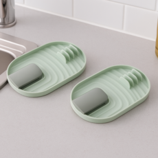 하스몰 살림꾼 주방도구 간편 조리도구 받침대 냄비뚜껑 거치대 2개, 1세트, 그린