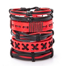 4개/대 남자를위한 땋은 랩 가죽 팔찌 빈티지 라이프 트리 방향타 매력 우드 비즈 민족 로프, 01 1