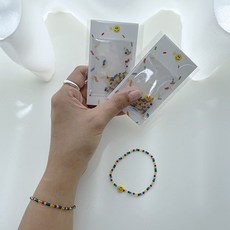 투명 스마일 비즈팔찌 만들기 DIY 세트 키트 [시즌2 비즈 팔찌 우정 학생 공예 재료], 3개