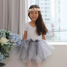 하프 그레이&화이트 투톤 유아 발레 튜튜 스커트(치마만)
