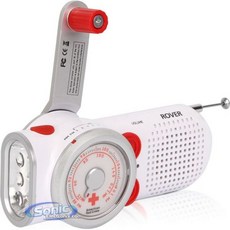 Eton 재난라디오 휴대용 비상용 손전등과 USB 휴대폰 충전기가 장착된 ARCPT200W 아메리칸 레드 크로스 로버 자체 동력 기상 라디오, White