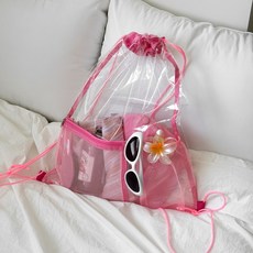 블루씨티 클리어 짐색 PVC 수납 워터밤 투명 방수 스트링 가방, 포켓ver_핑크